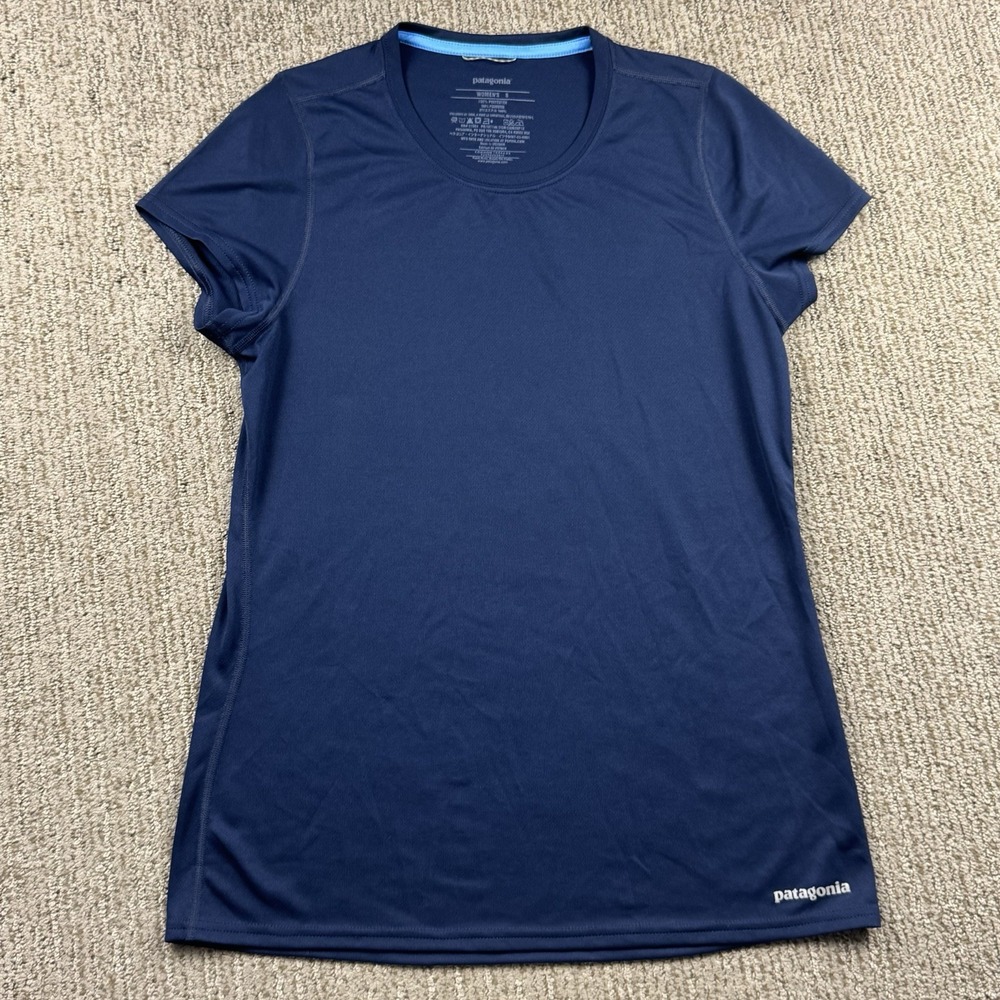 Patagonia Fore Runner Shirt Womens S Short Sleeve Lightweight Performance Blue